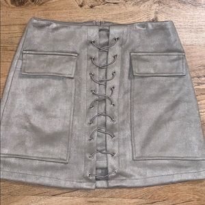 Suede lace up mini skirt